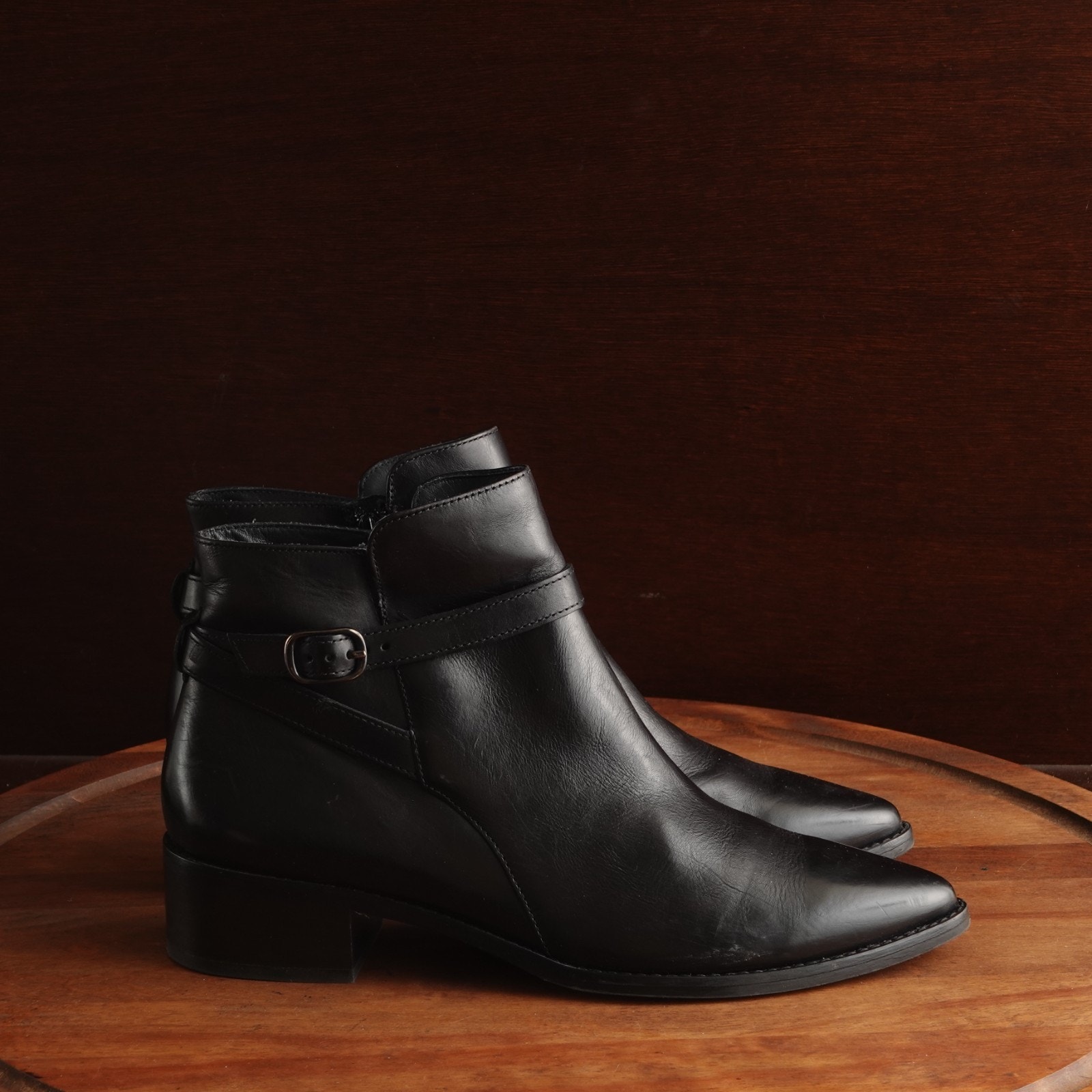 Paul Green Boots Wms Sz Uk 6 Us 8.5 Blk Jalinda Leather Ankle Modern Minimalist